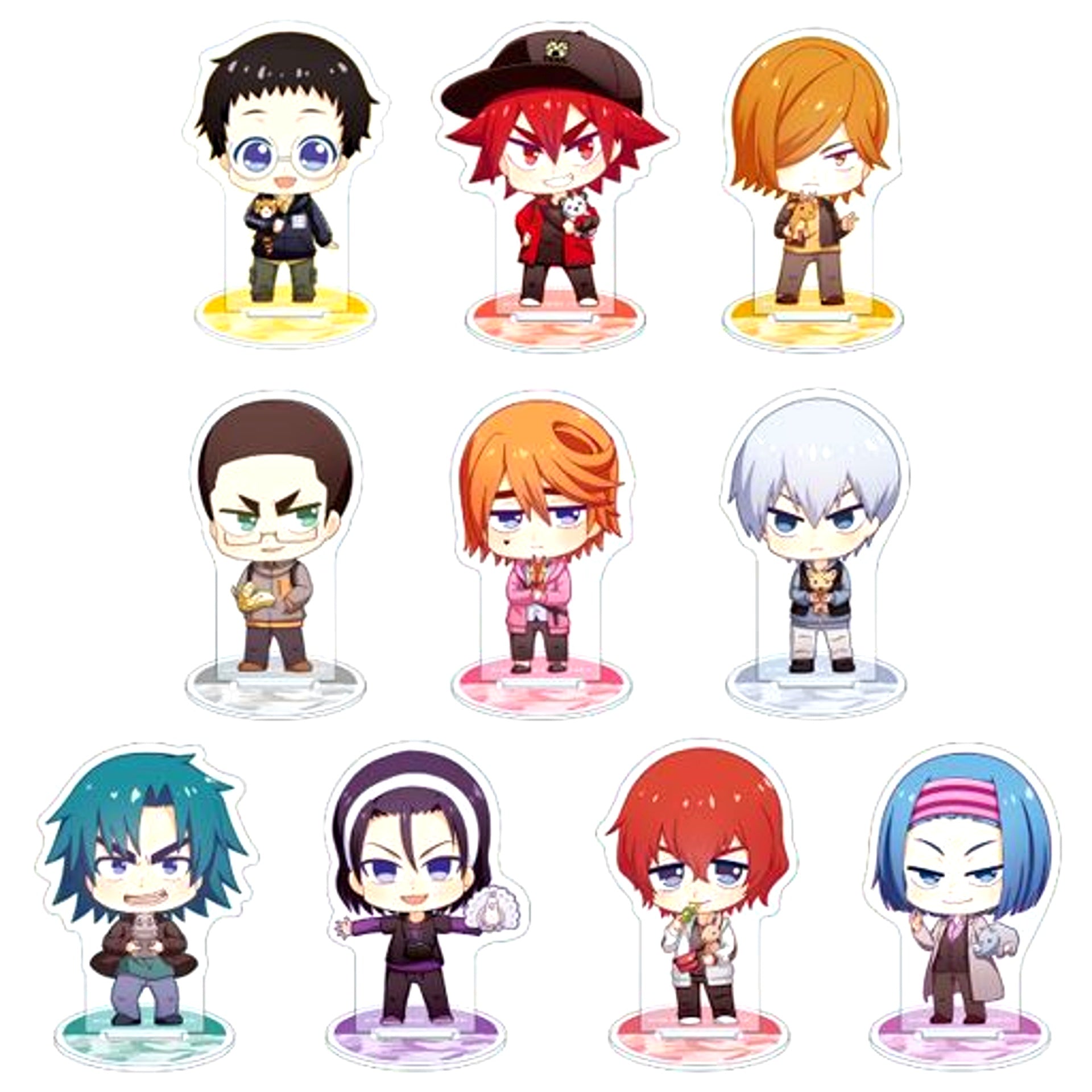 Set of 10 Yowamushi Pedal GLORY LINE Trading Chibi Character Part 2 Acrylic Stand Ver. A Tobu Zoo Collab [USED]