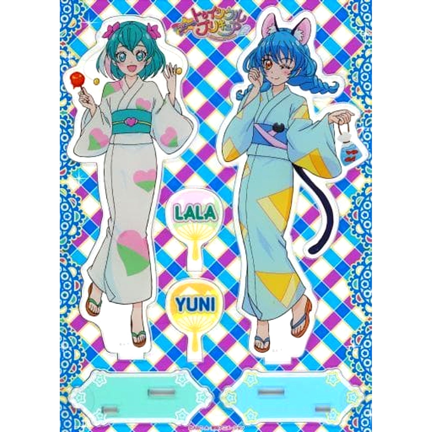 No.04 Yuni and Lala Star Twinkle PreCure Yukata Space Collection Jumbo Acrylic Stand Pretty Store Limited [USED]