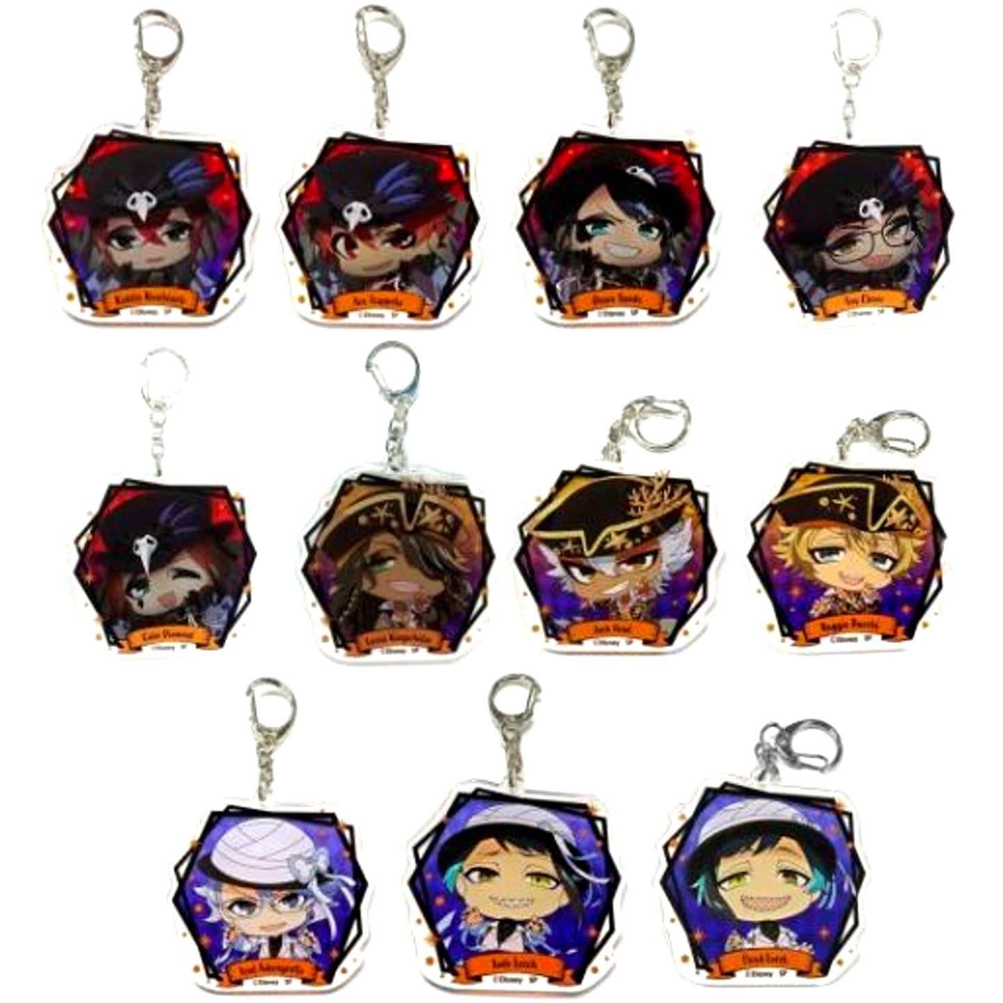 Set of 11 Disney Twisted Wonderland Acrylic Keychain Collection Halloween ver.A [USED]