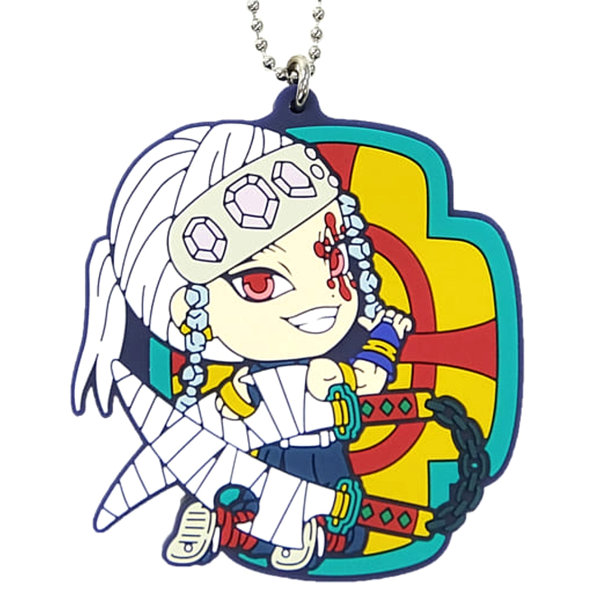 Demon Slayer: Kimetsu no Yaiba Tengen Uzui Ichiban Kuji Katana o Furui Kokoro o Moyase Kyunchara rubber mascot Kyunchara Illustrations Prize H Keychains [USED]