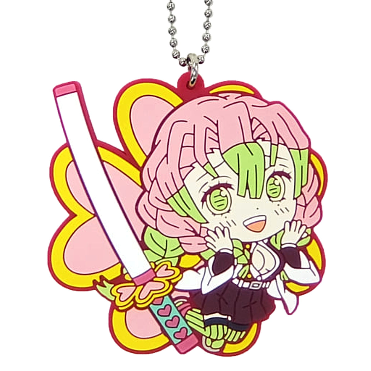 Demon Slayer: Kimetsu no Yaiba Mitsuri Kanroji Ichiban Kuji Katana o Furui Kokoro o Moyase Kyunchara rubber mascot Kyunchara Illustrations Prize H Keychains [USED]