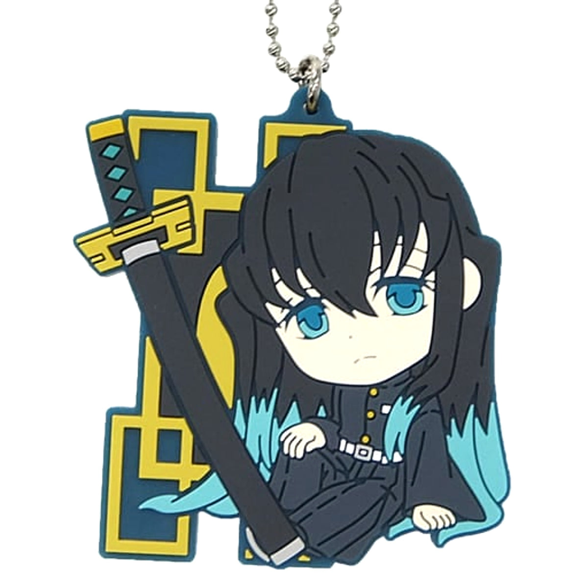 Demon Slayer: Kimetsu no Yaiba Muichirou Tokitou Ichiban Kuji Katana o Furui Kokoro o Moyase Kyunchara rubber mascot Kyunchara Illustrations Prize H Keychains [USED]