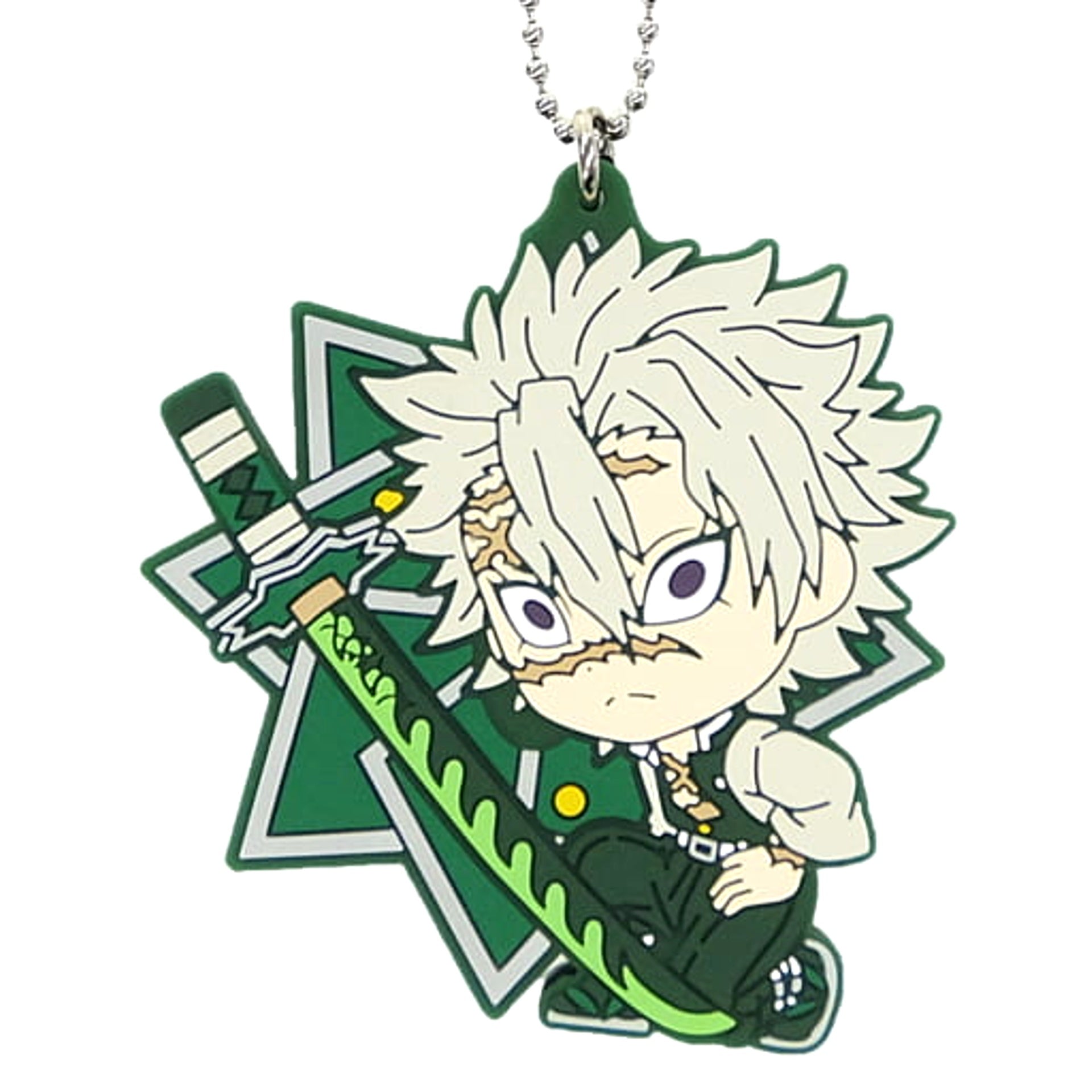 Demon Slayer: Kimetsu no Yaiba Sanemi Shinazugawa Ichiban Kuji Katana o Furui Kokoro o Moyase Kyunchara rubber mascot Kyunchara Illustrations Prize H Keychains [USED]