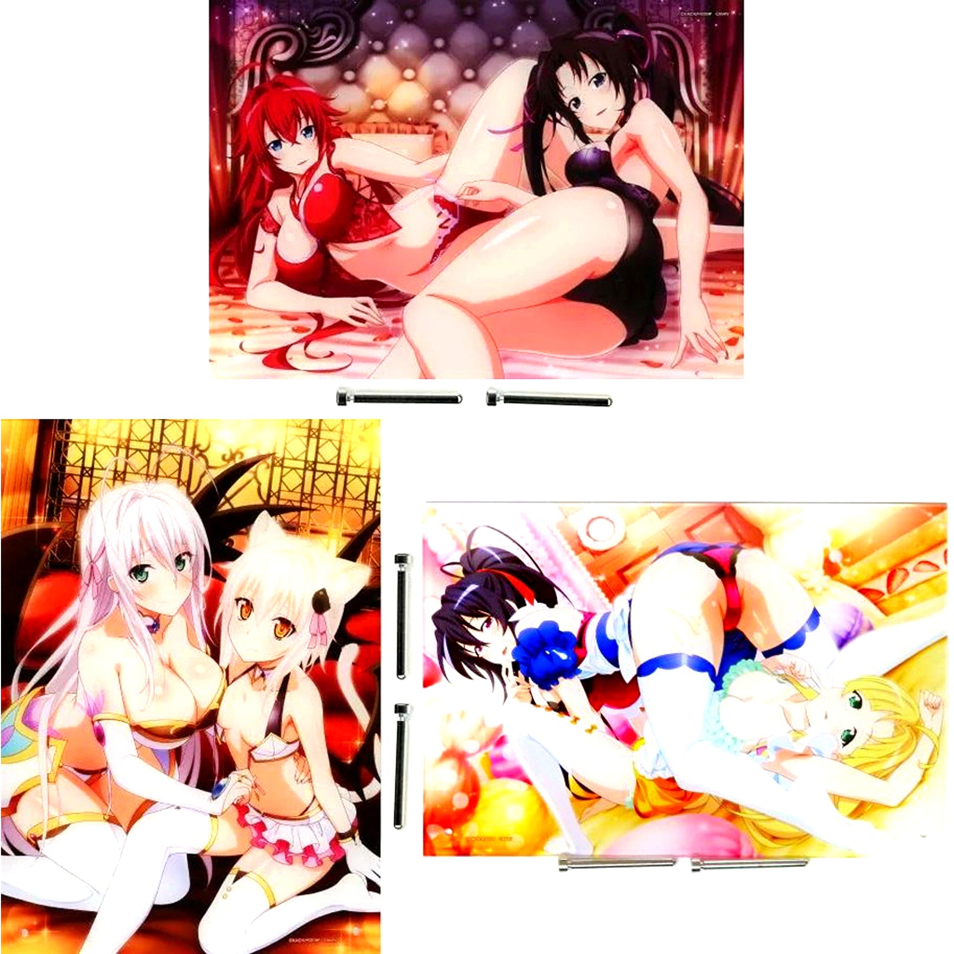 Set of 3 A Prize High School DxD Hero A4 Acrylic Art Gema Kuji [USED]