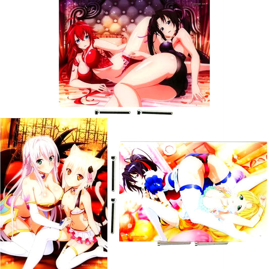 Set of 3 A Prize High School DxD Hero A4 Acrylic Art Gema Kuji [USED]