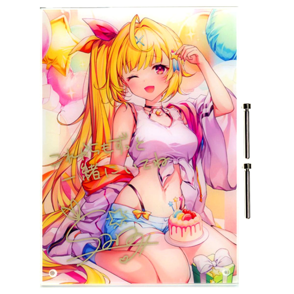 Hoshikawa Sara Replica Autograph Message Acrylic Panel Virtual YouTuber Nijisanji 2021 Birthday Bonus [USED]