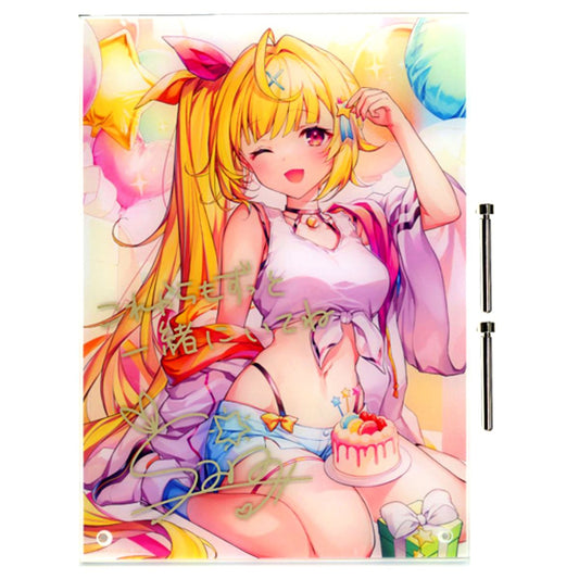 Hoshikawa Sara Replica Autograph Message Acrylic Panel Virtual YouTuber Nijisanji 2021 Birthday Bonus [USED]
