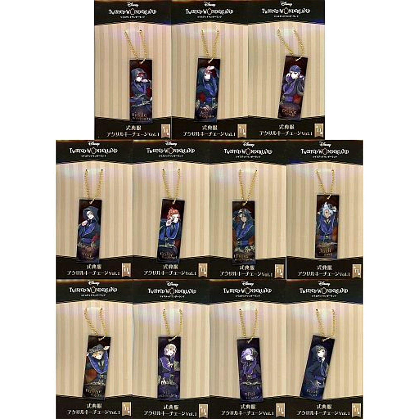 Set of 11 Disney Twisted-Wonderland Ceremonial Robe Acrylic Keychain Vol.1 [USED]