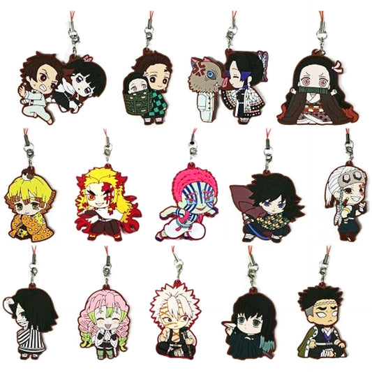Demon Slayer: Kimetsu no Yaiba Nezuko Kamado & Others Metsu! Capsule Rubber Mascot 10 All 14 Types Set Keychains [USED]