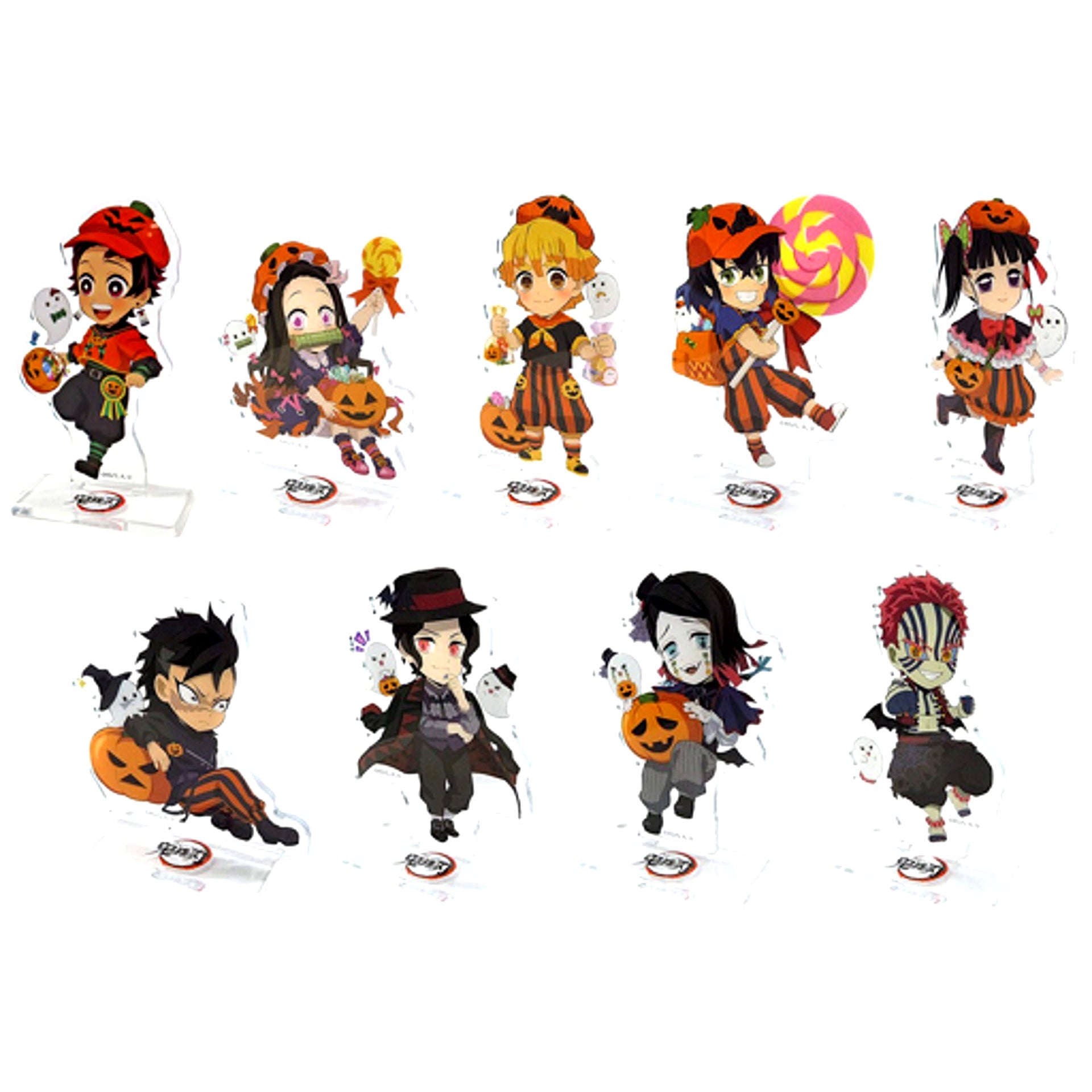Set of 9 Demon Slayer ufotable Cafe Machi Asobi Cafe Halloween Event 2021 Random Acrylic Stand Group A [USED]