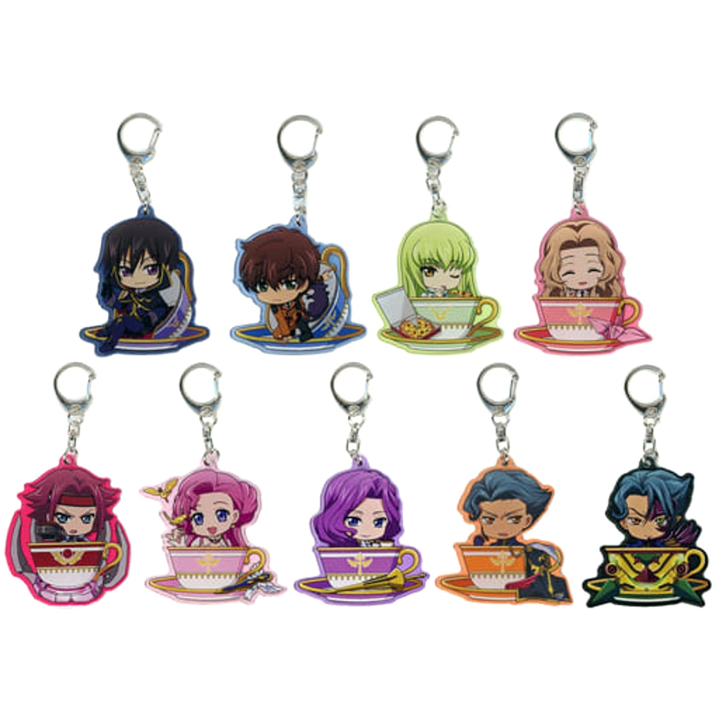 Code Geass: Lelouch of the Rebellion Lelouch Lamperouge & Others Cup in Series Trading Acrylic Keychains All 9 Types Set Keychains [USED]