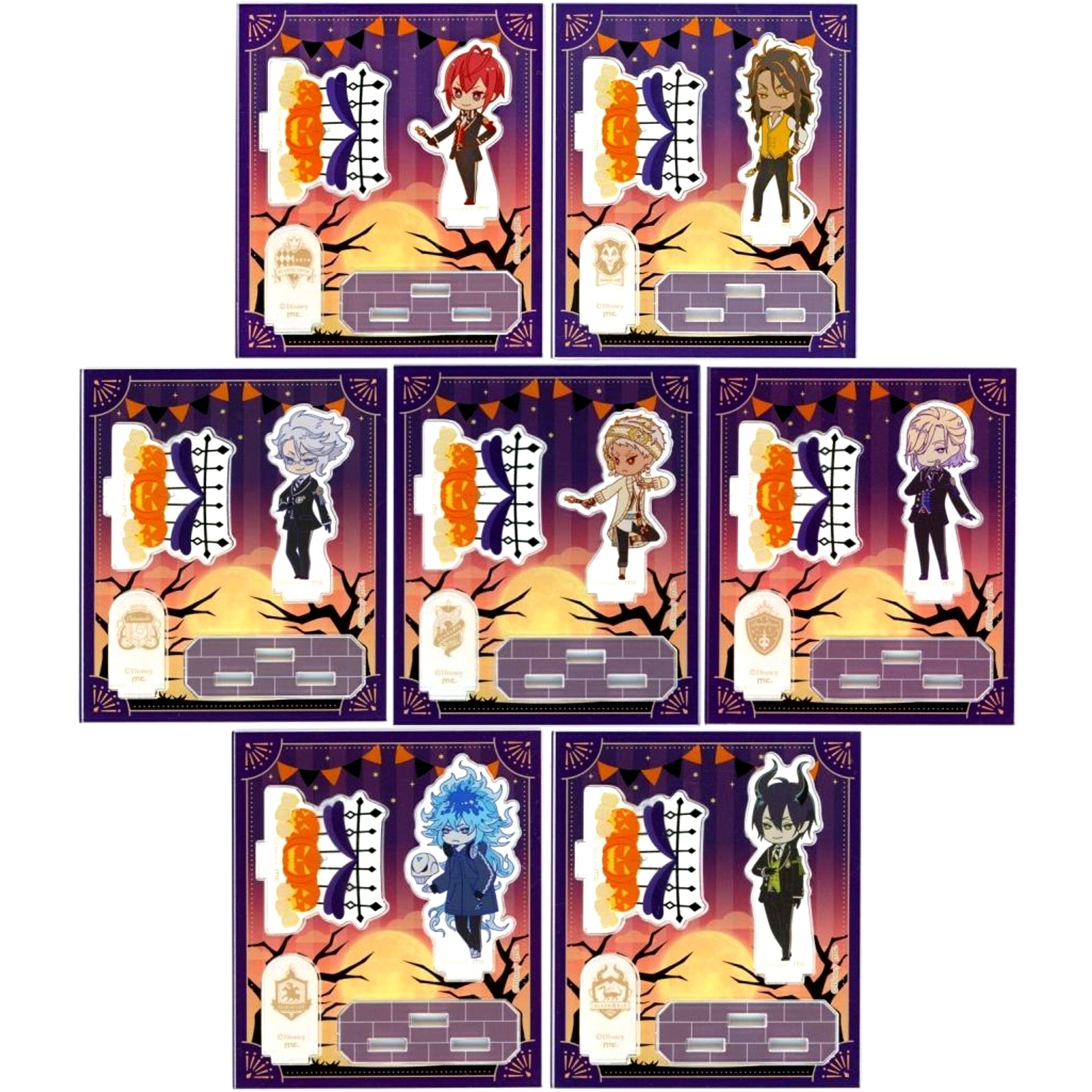 Set of 7 Disney Twisted-Wonderland Halloween Fair 2021 Acrylic Stand Collection B Village Vanguard Limited [USED]