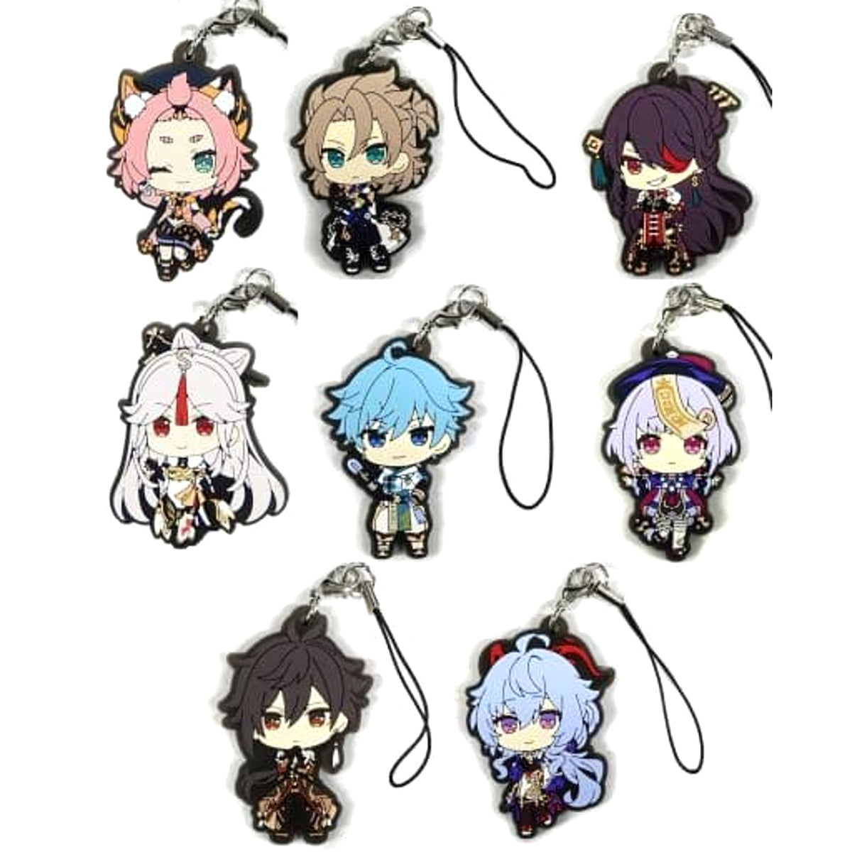 Genshin Diona & Others All 8 Types Set Capsule Rubber Strap Vol.3 Keychains [USED]