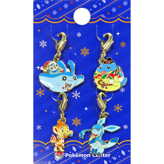 Piplup & Mantyke & Spheal & Chimchar & Glaceon Pokemon Metal Charm Set of 4 Pokemon Christmas in the Sea Pokemon Center Limited [USED]