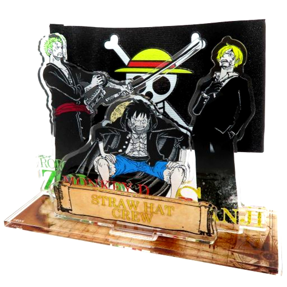 Luffy Zoro Sanji Pirate Flag Acrylic Stand One Piece Jump Characters Store Limited [USED]