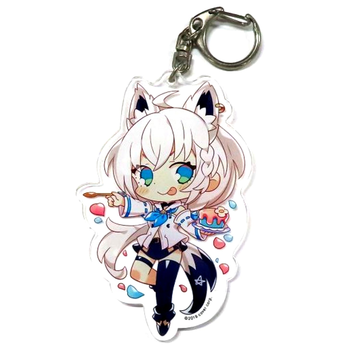 Shirakami Fubuki Hololive SD Illustration Normal Outfit Ver. Birthday Acrylic Keychain Congratulations!! FUBUKI BIRTHDAY PARTY.2019 [USED]
