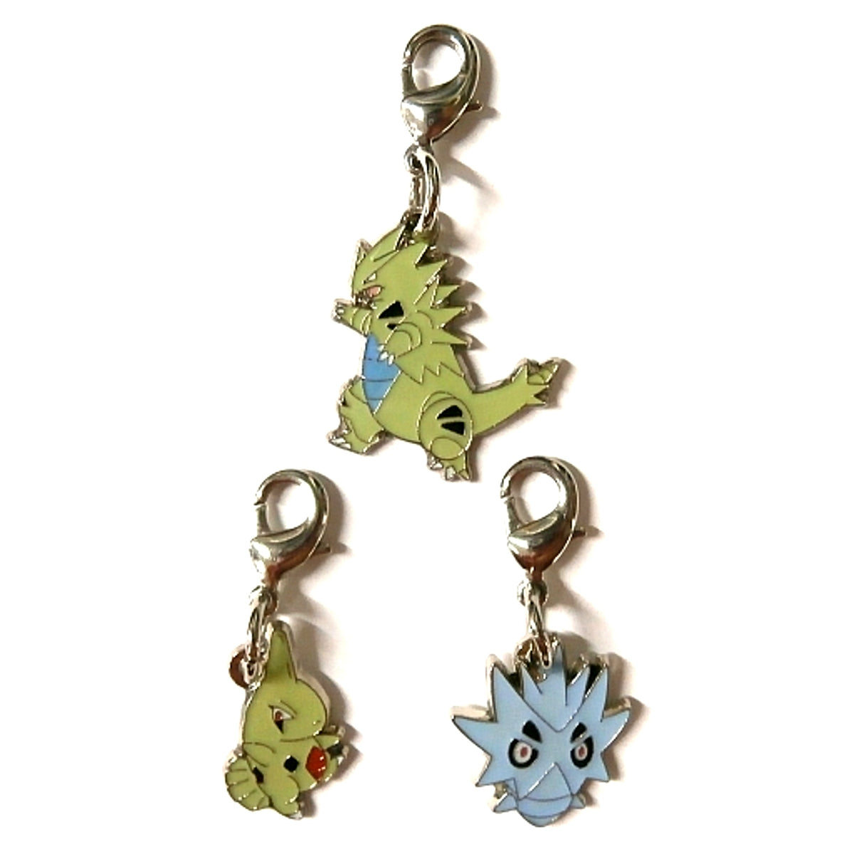Set of 3 Larvitar 246 Pupitar 247 Tyranitar 248 Johto Pokedex Metal Charm Pokemon Pokemon Center Limited [USED]