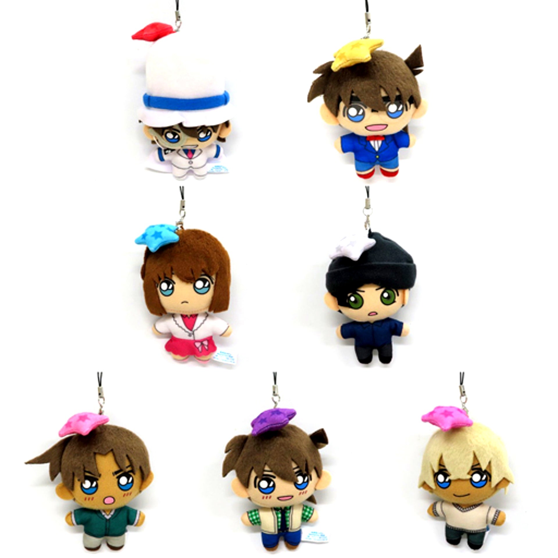 Set of 7 Detective Conan SEGA Lucky Kuji Romantic Star C Prize Mascot Plush [USED]