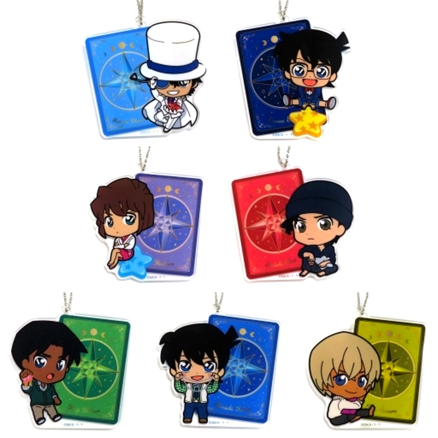 Set of 7 Detective Conan SEGA Lucky Kuji Romantic Star E Prize Acrylic Keychain [USED]