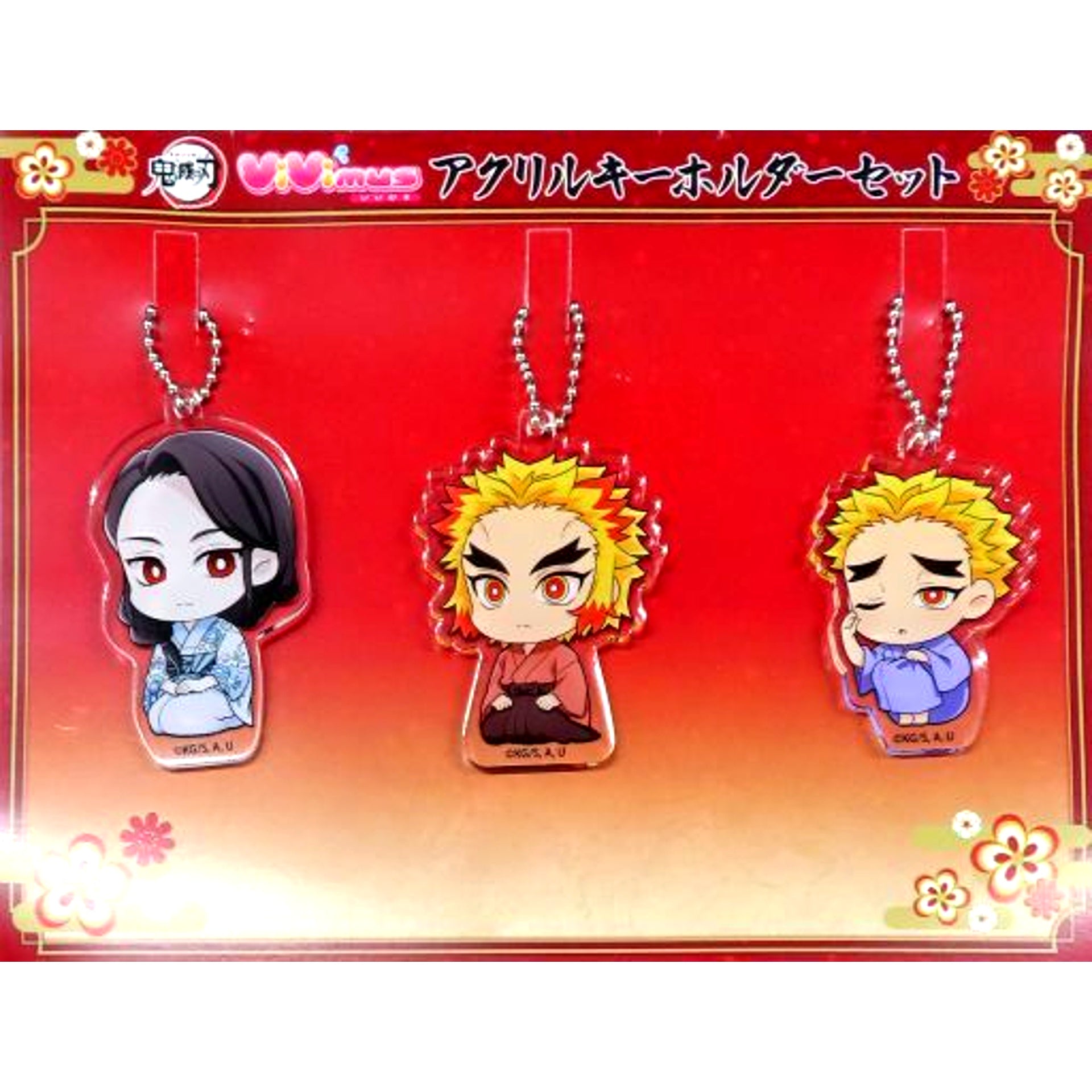 Set of 3 Kyojuro Rengoku & Senjuro Rengoku & Ruka Rengoku Demon Slayer: Kimetsu no Yaiba ViVimus Acrylic Keychain [USED]