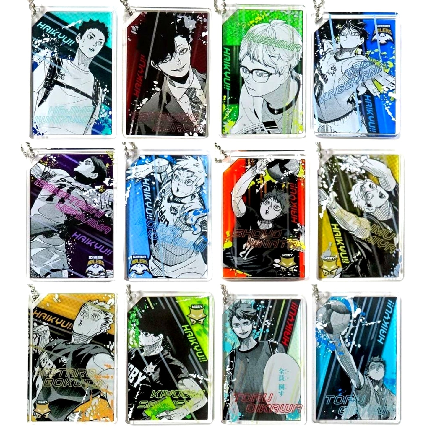 Set of 12 Haikyu!! Oikawa Defeat Everyone Domino Style Acrylic Keychain Collection [USED]