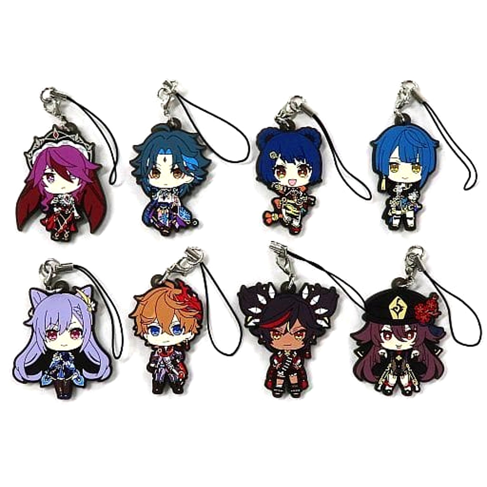 Genshin Rosaria & Others All 8 Types Set Capsule Rubber Strap Vol.4 Keychains [USED]