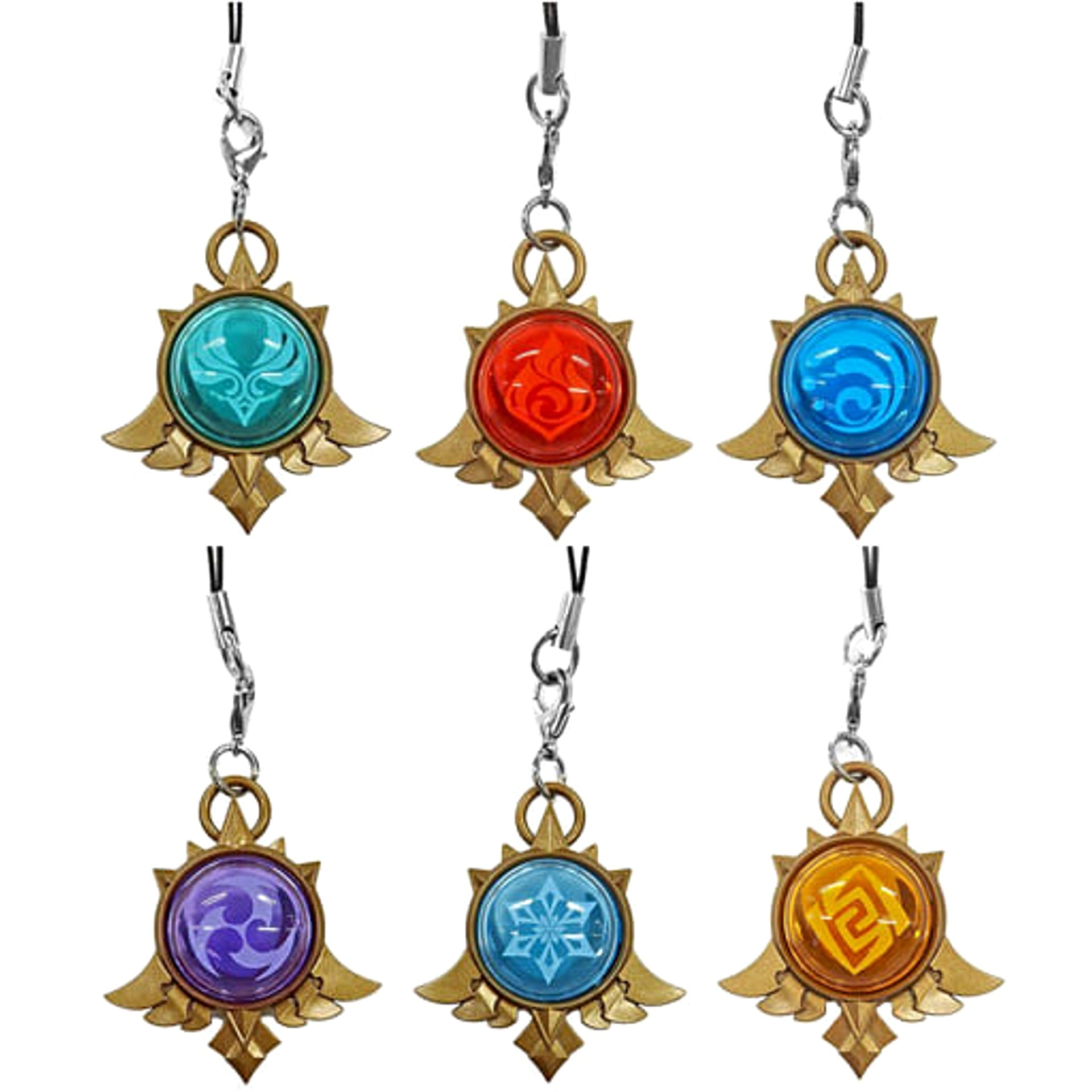 Genshin Wind & Others All 6 Types Set Vision Capsule Strap Mondstadt Series Keychains [USED]