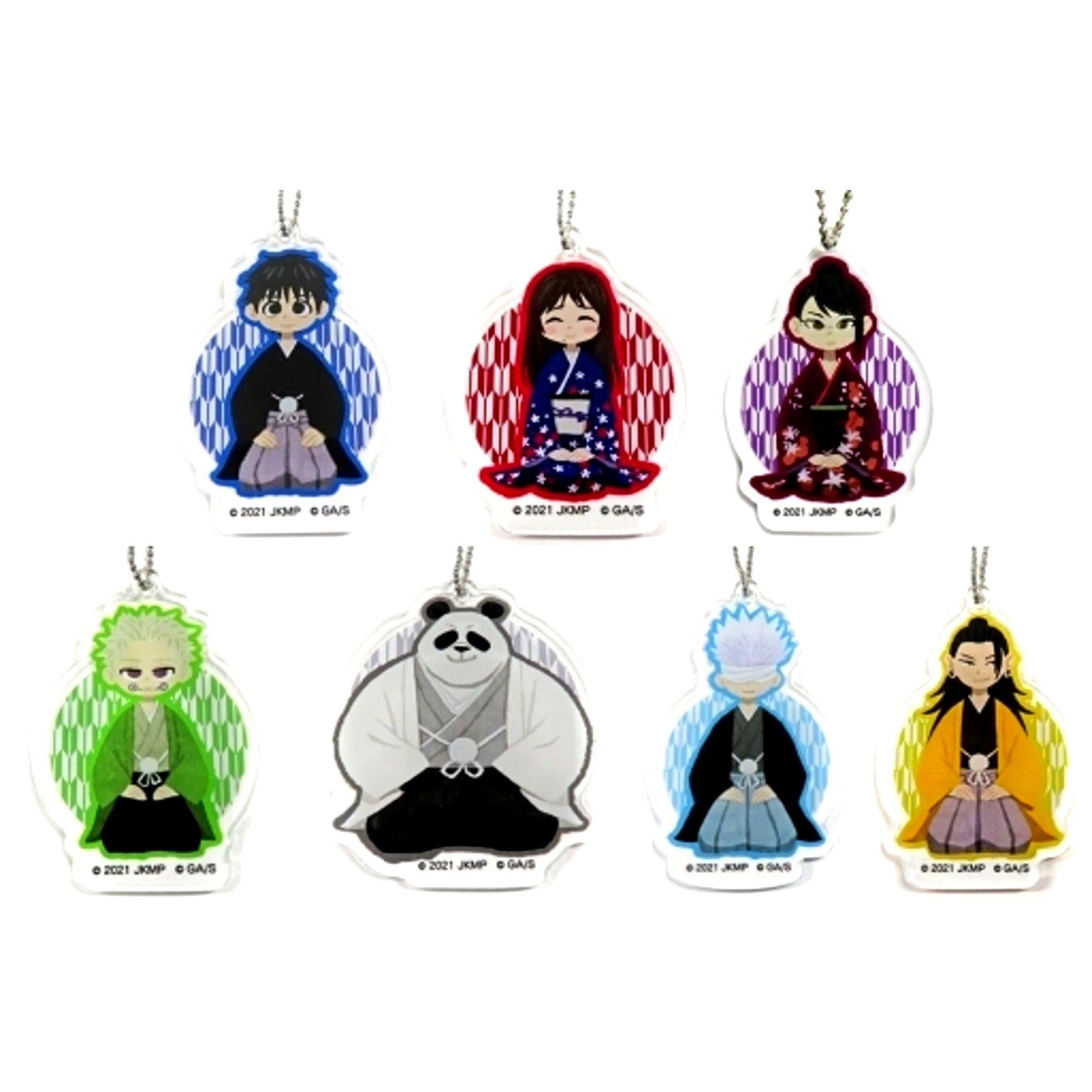 Set of 7 Jujutsu Kaisen 0 The Movie Blind Acrylic Keychain Kneeling Illustration [USED]