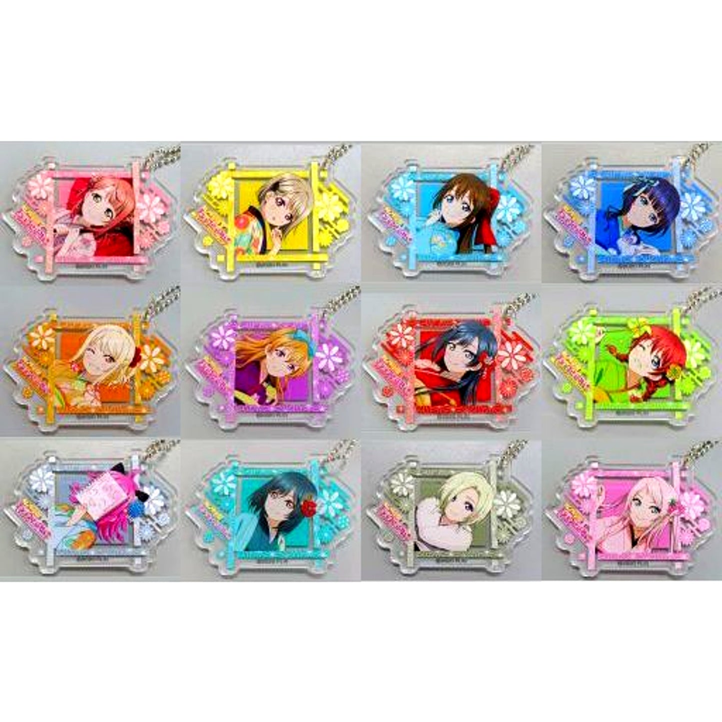 Set of 12 Love Live! School Idol Festival ALL STARS in Marui Illustration Acrylic Keychain Collection Nijigasaki High School Idol Club [USED]
