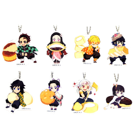 Set of 8 Demon Slayer Lawson Acrylic Keychain Sweets [USED]