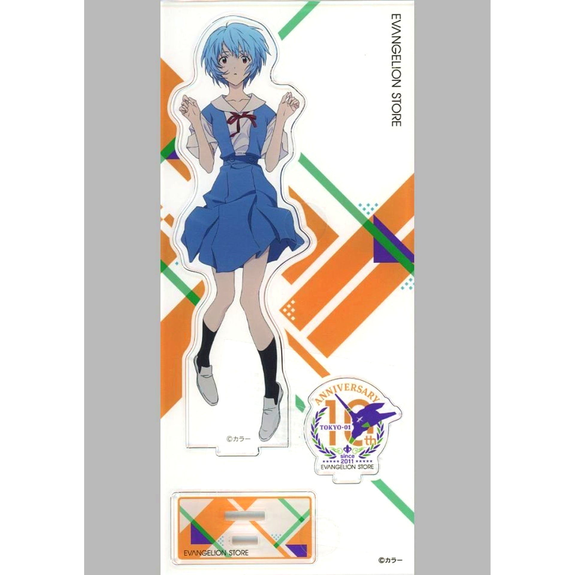 Rei Ayanami 10th Anniversary Illustration Acrylic Stand Neon Genesis Evangelion EVANGELION STORE TOKYO-01 Goods [USED]