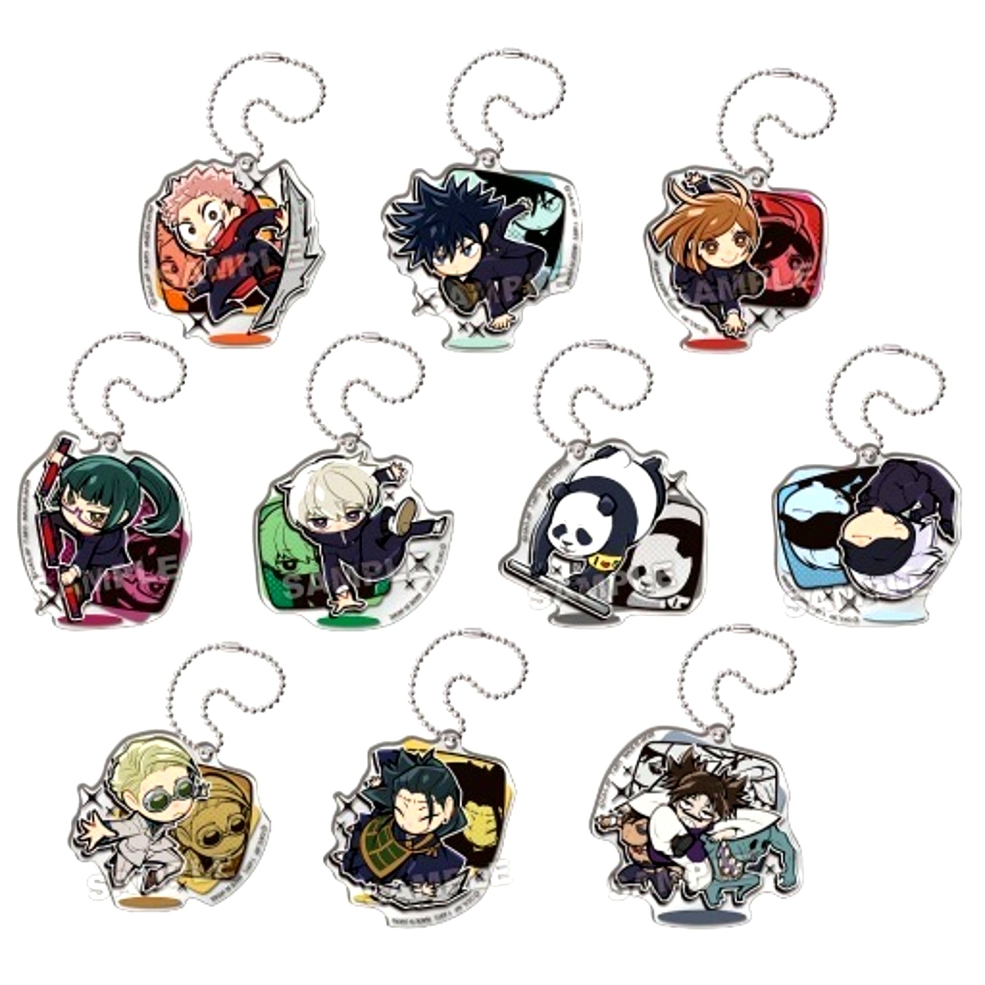 Set of 10 Jujutsu Kaisen Pyon Colle Acrobatic Acrylic Keychain [USED]