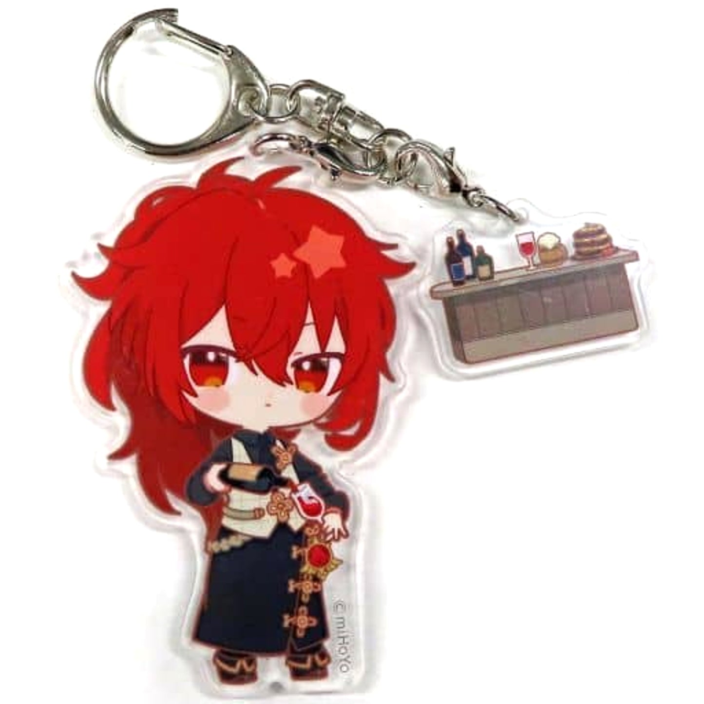 Genshin Diluc Chibi Chara Trading Acrylic Keychains Sweets Paradise Soyokaze no Kyoen Limited Keychains [USED]
