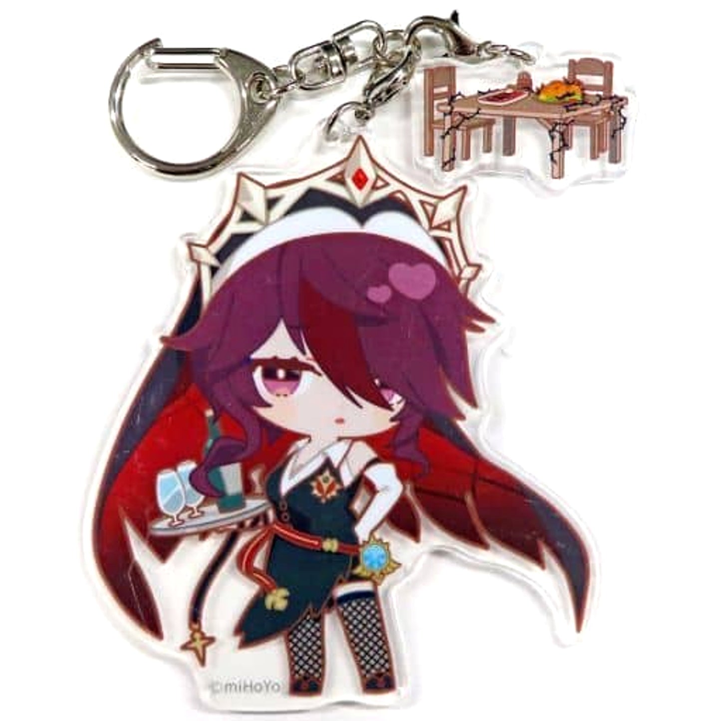 Genshin Rosaria Chibi Chara Trading Acrylic Keychains Sweets Paradise Soyokaze no Kyoen Limited Keychains [USED]