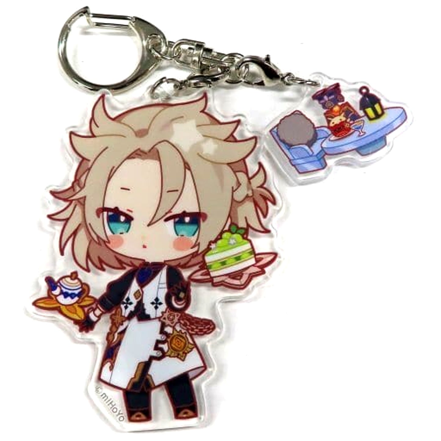 Genshin Albedo Chibi Chara Trading Acrylic Keychains Sweets Paradise Soyokaze no Kyoen Limited Keychains [USED]