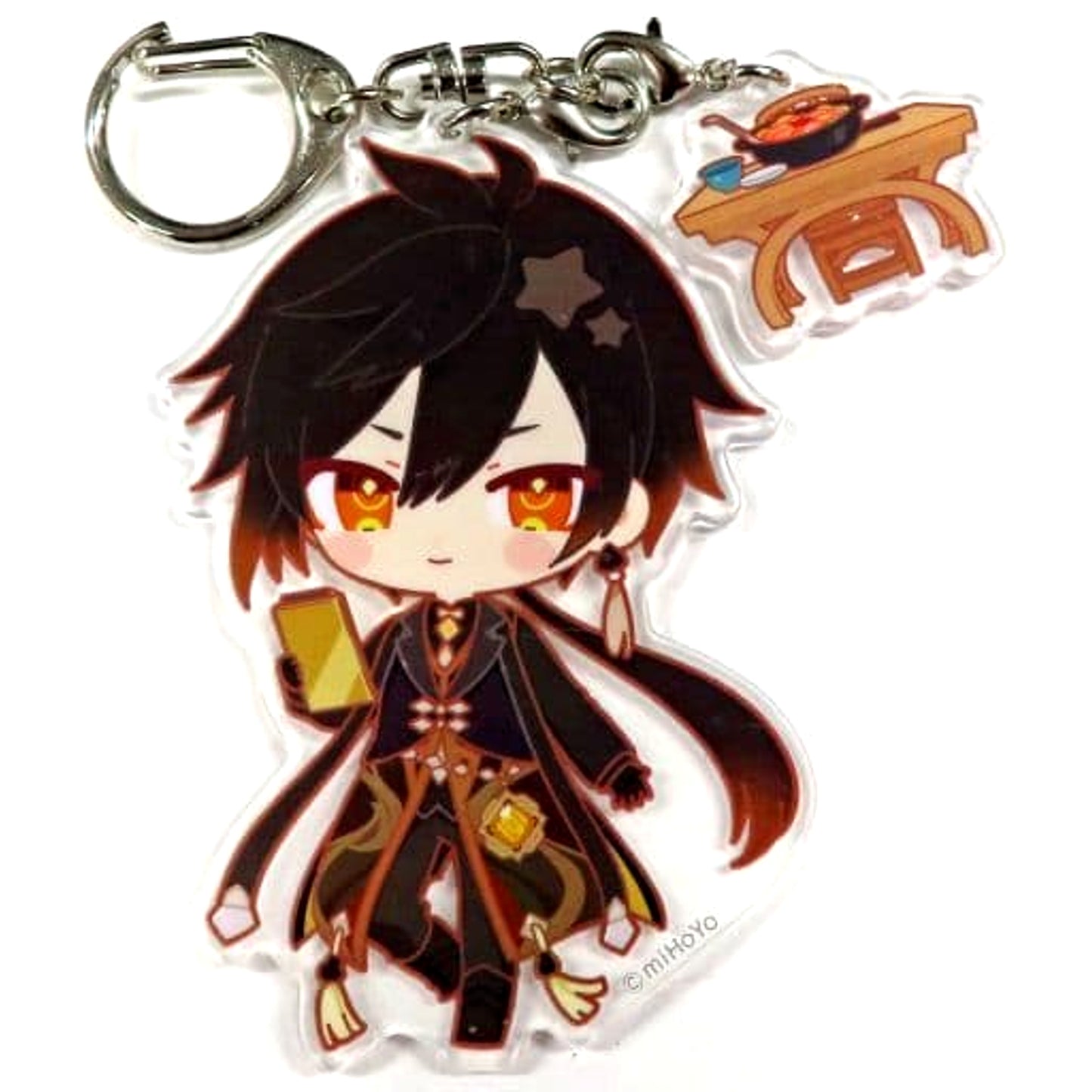 Genshin Zhongli Chibi Chara Trading Acrylic Keychains Sweets Paradise Ganka Shusan Limited Keychains [USED]