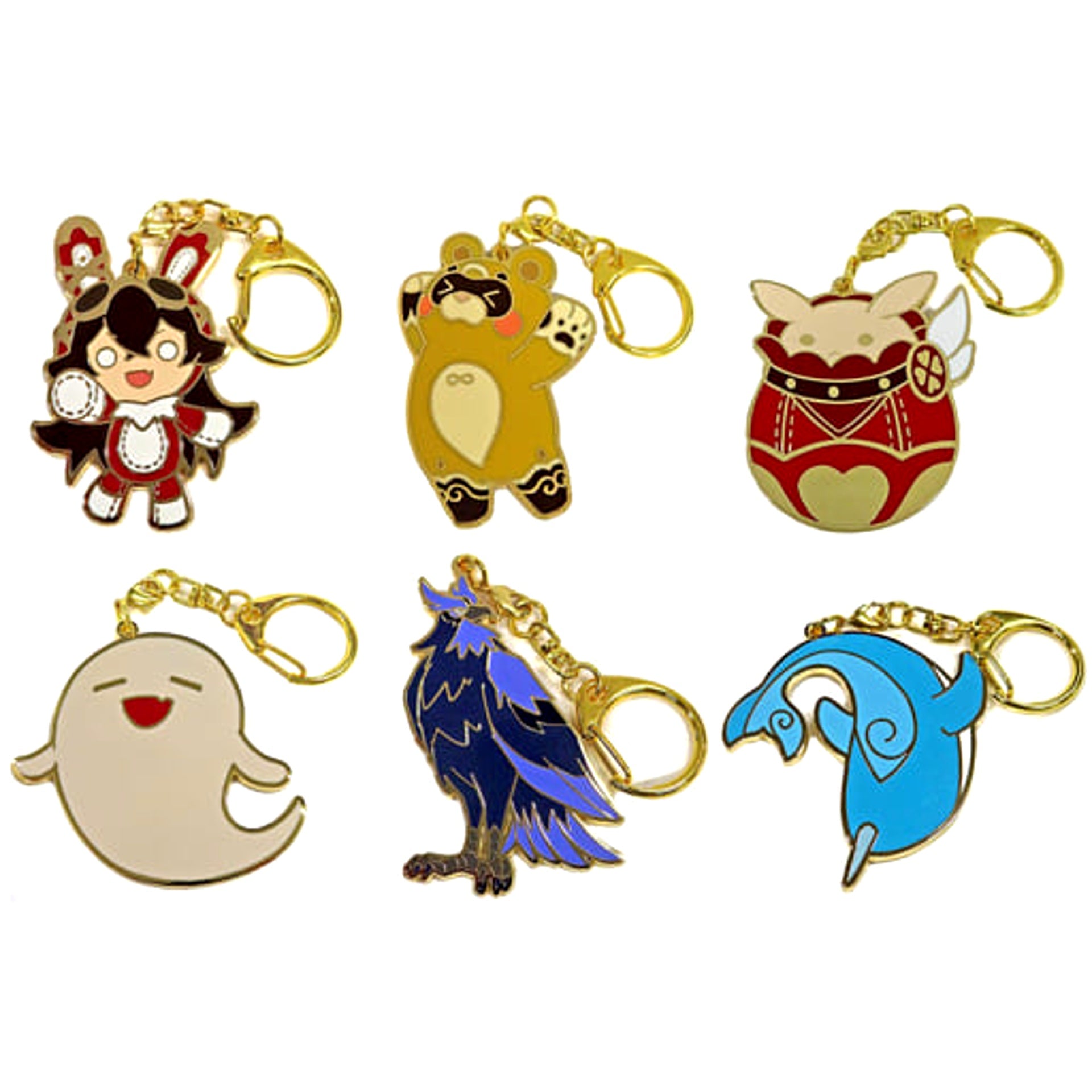 Genshin Baron Bunny & Others All 6 Types Set Metal Keychain Sweets Paradise -Feast of the Breeze- Reissue / -Yanhua Banquet- Reissue Everyone's Friends Exclusive Keychains [USED]