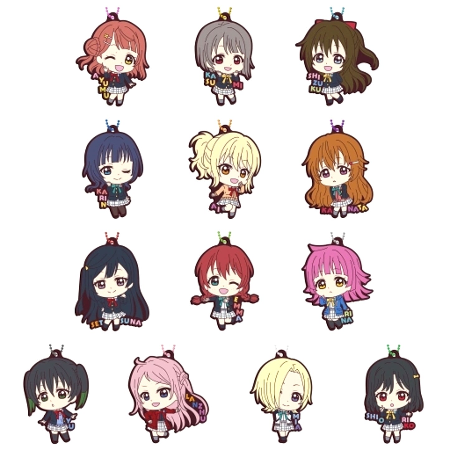 Set of 13 Love Live! Nijigasaki High School Idol Club Capsule Rubber Mascot 06 [USED]