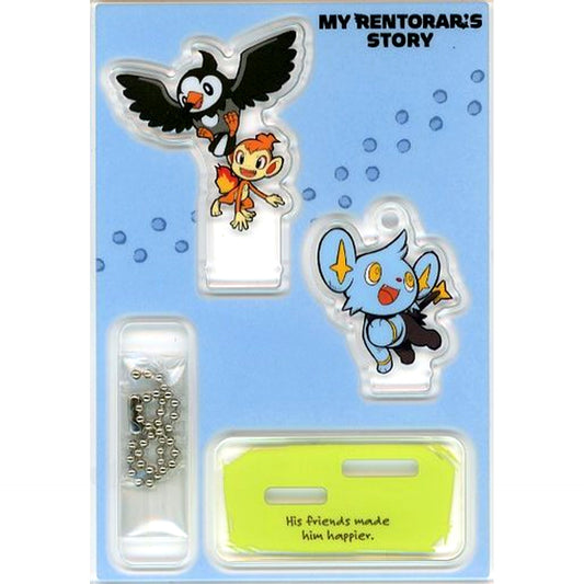 Shinx & Chimchar & Starly Pokemon Acrylic Charm Collection with Stand MY RENTORAR'S STORY Pokemon Center Limited [USED]