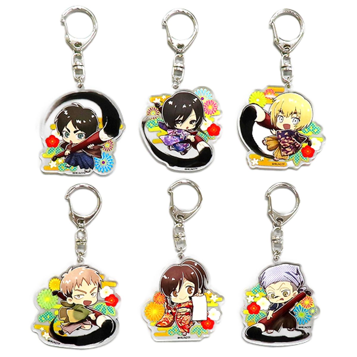 Attack on Titan Ellen Yeager & Others Acrylic Keychain Box A New Year Ver. Princess Cafe Limited Keychains [USED]