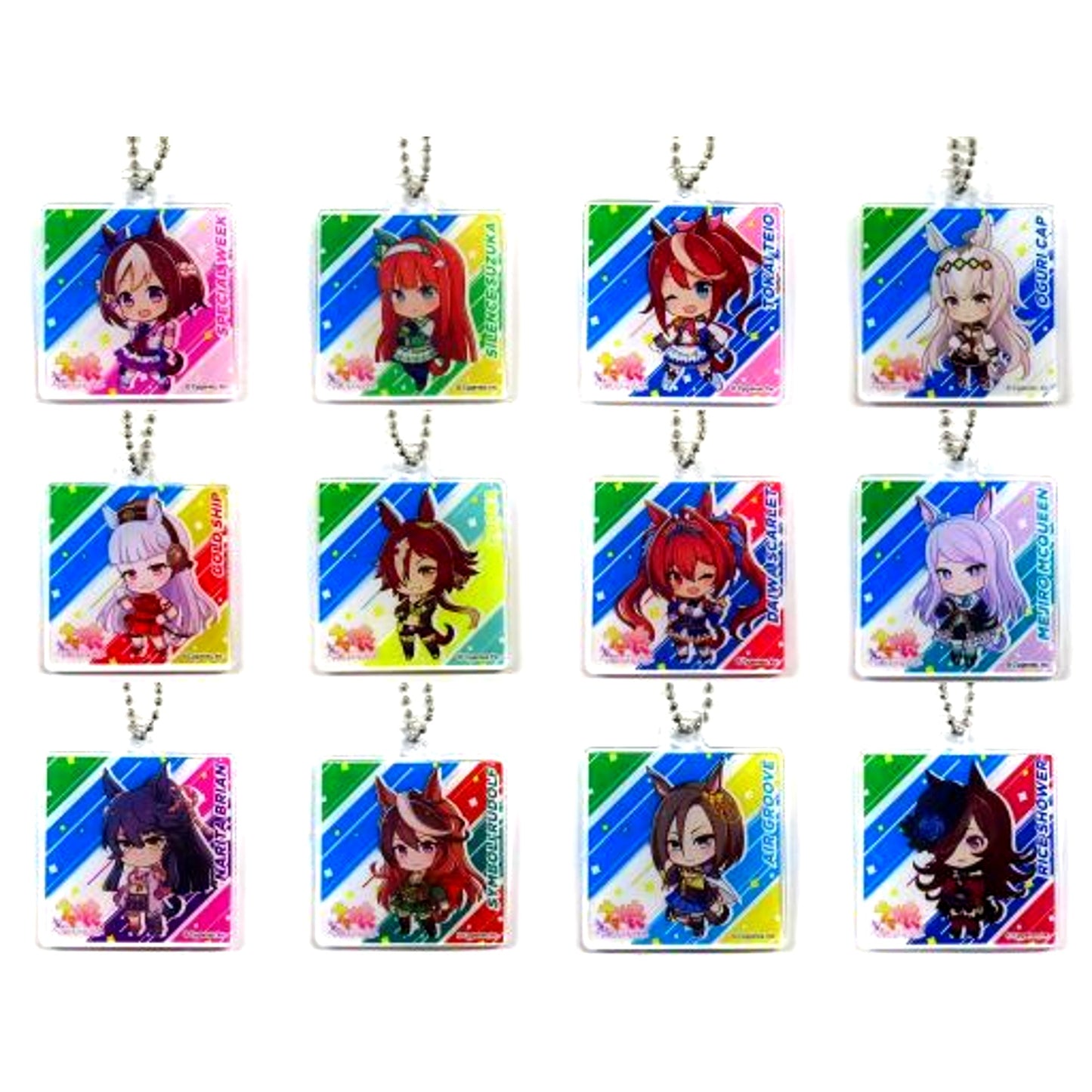 Set of 12 Umamusume Pretty Derby Original Acrylic Keychain 1st Anniv Campaign x Family Mart Purchase Bonus [USED]