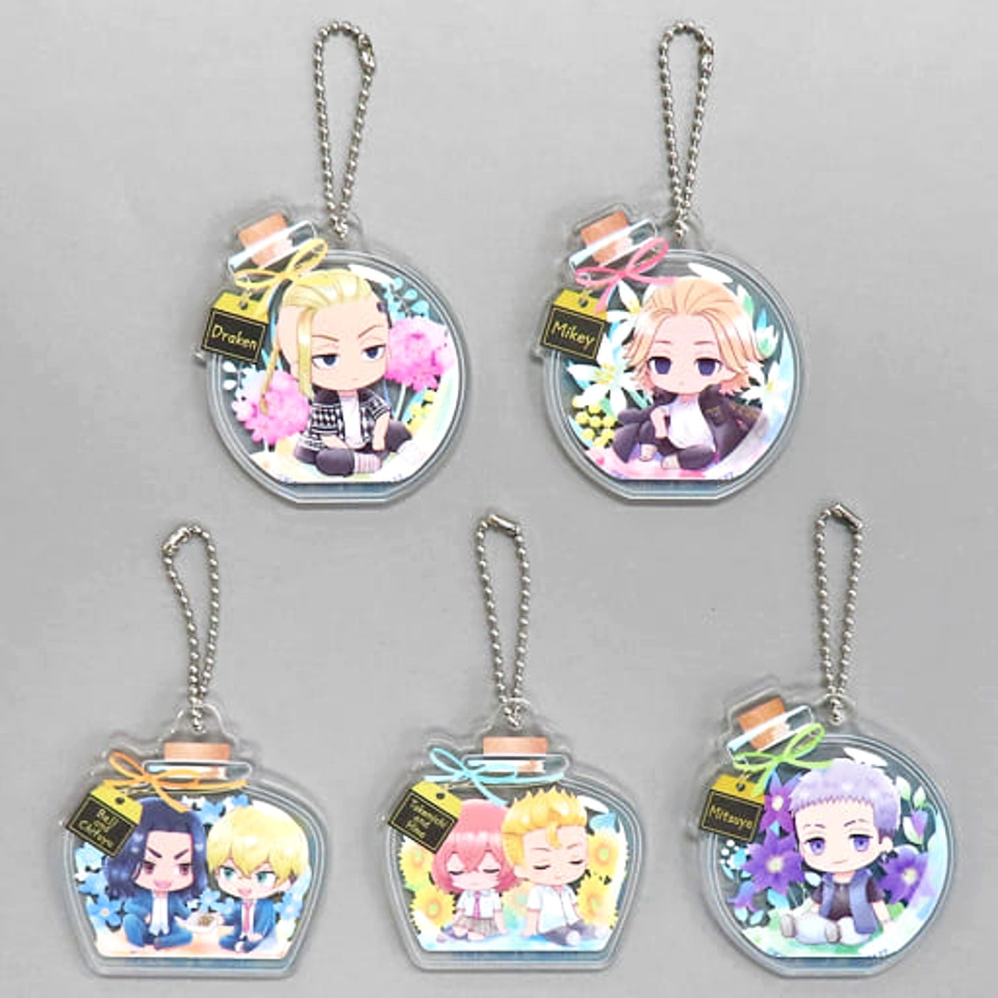 Tokyo Revengers Ken Ryuguji & Others Punitop Acrylic Charms 2 In a Vial All 5 Types Set Keychains [USED]