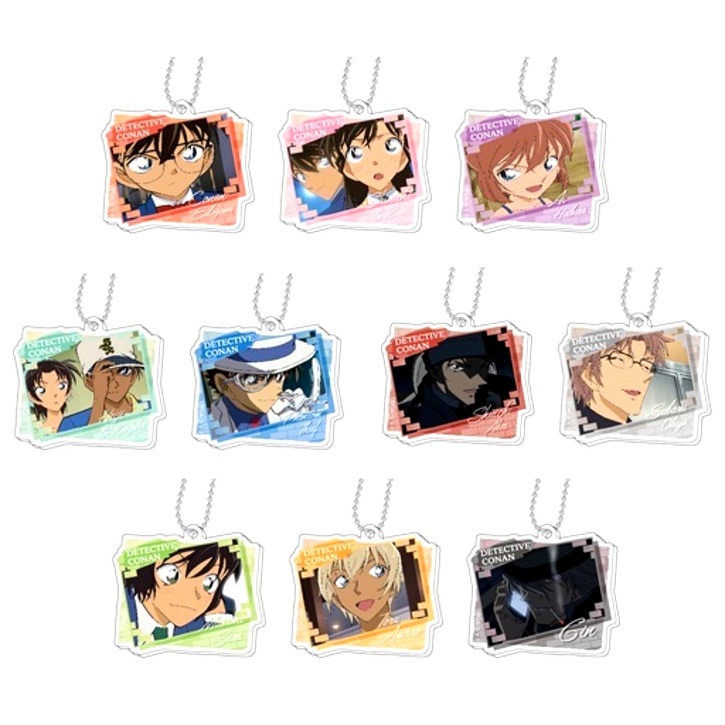 Set of 10 Detective Conan Deco Frame Acrylic Keychain [USED]