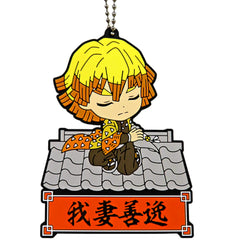 Demon Slayer: Kimetsu no Yaiba Zenitsu Agatsuma Ichiban Kuji Tengen Uzui Genzan! Rubber Mascot Kyunchara Illustrations Prize J Keychains [USED]