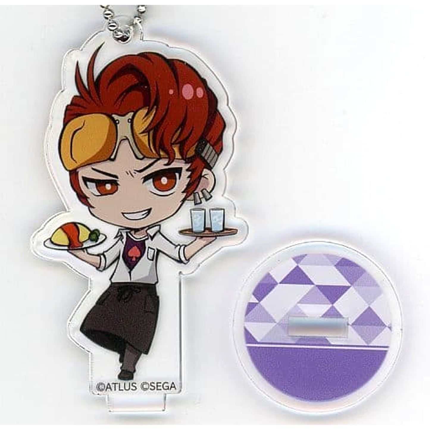 Persona Hidehiko Uesugi Chibi Acrylic Keychain with Stand P1 Sega Collaboration Cafe Persona 25th Anniversary Early Phase Exclusive Keychains [USED]