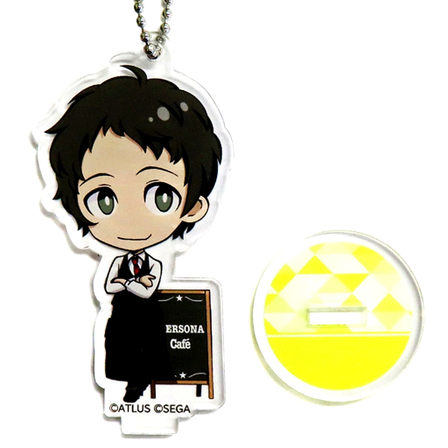 Tohru Adachi Sega Collab Cafe Persona 25th Anniversary 1st Half Deformed Acrylic Keychain with Stand P4 [USED]