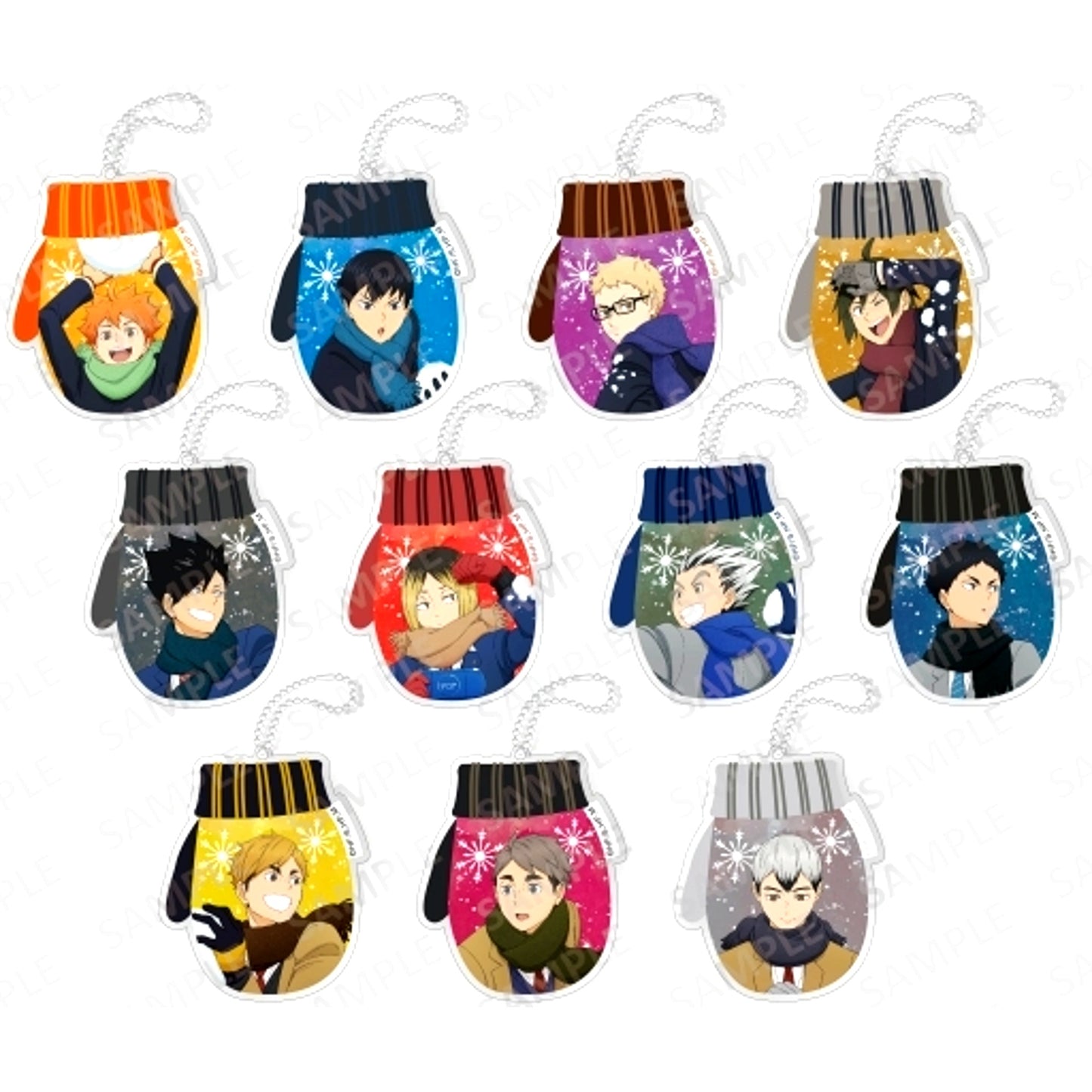Set of 11 Haikyu!! Kirakira Acrylic Keychain Collection Snow Play Ver. [USED]