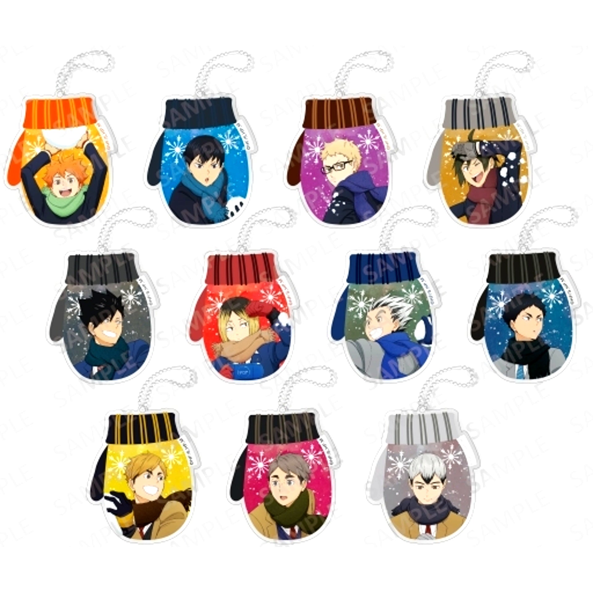 Set of 11 Haikyu!! Kirakira Acrylic Keychain Collection Snow Play Ver. [USED]