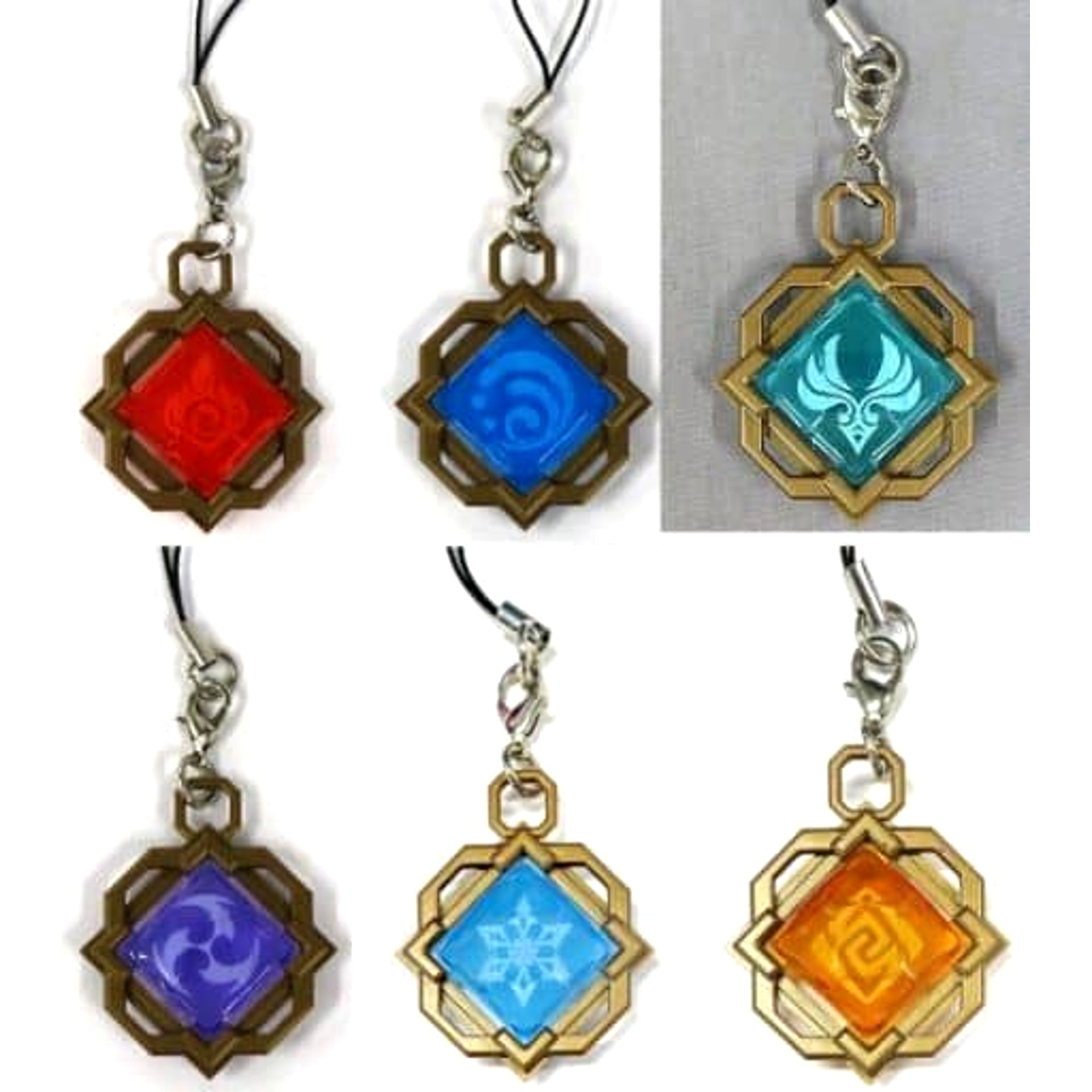 Genshin Wind & Others All 6 Types Set Vision Capsule Strap Vol. 2 Liyue Series Keychains [USED]