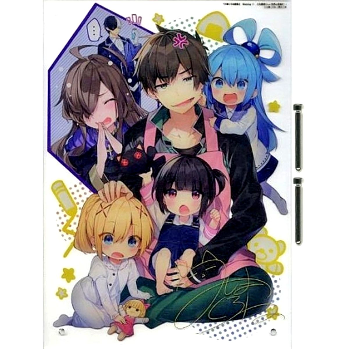Group Foil Stamp Signed Acrylic Panel Mishima Kurone Art Collection II Blessing KonoSuba: God's Blessing on This Wonderful World! Melon Books Limited Bonus [USED]